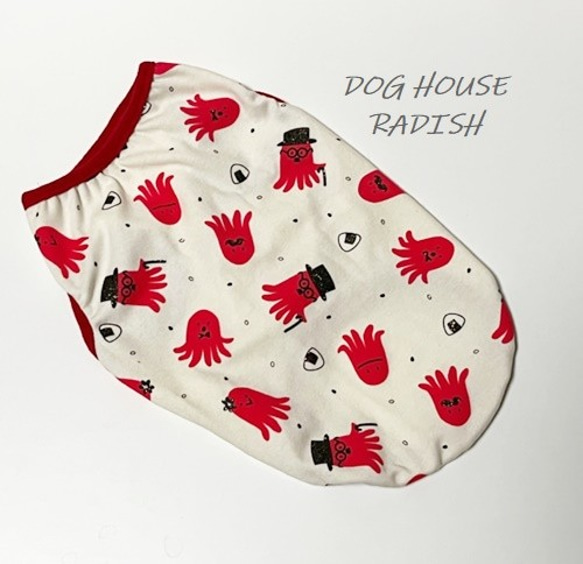 shu様❤️HALLOWEEN♡たこウィンナー♡タンクトップ♡ハンドメイド犬服 タンクトップ たこさんウインナー 【レッド】 Dog 犬服 ドッグ