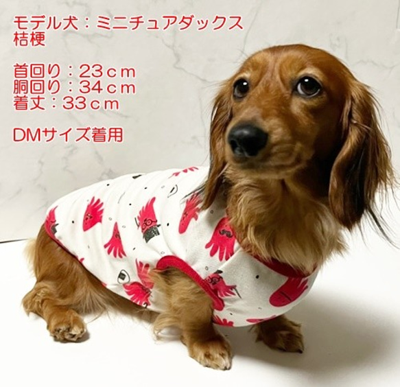 タンクトップ  たこさんウインナー 【レッド】 Dog 犬服 ドッグウェア 春秋　たこさん たこさんウインナー 7枚目の画像