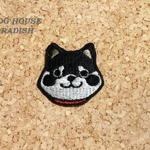 お顔 ワッペン 柴犬【黒柴】 刺繍 アップリケ 犬 アップリケ 犬