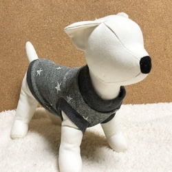 裏毛 ジャガードニット タンクトップ【スターグレー】 犬服 ドッグウェア 小型犬  秋冬 8枚目の画像