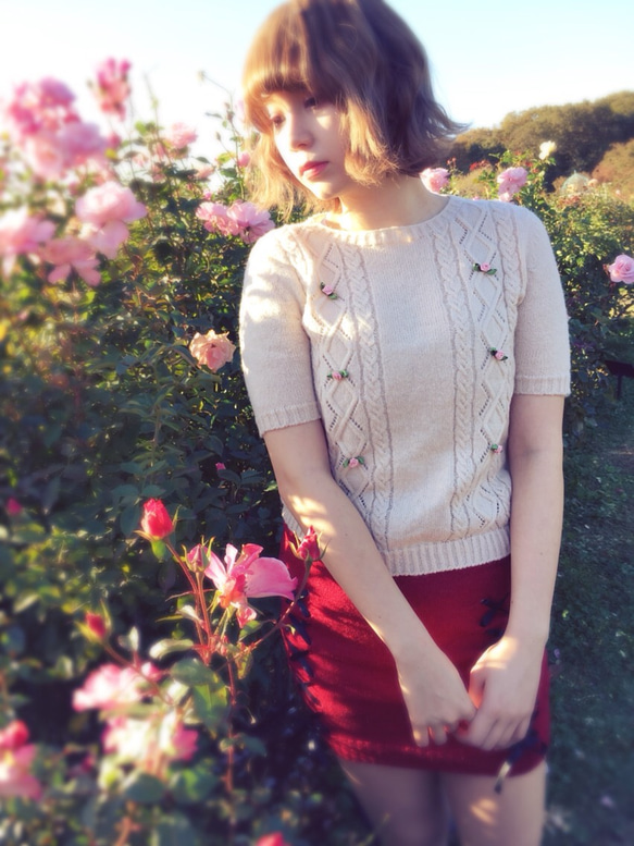 プチローズトップス(クリーム) ニット・セーター Vanille rose 通販 