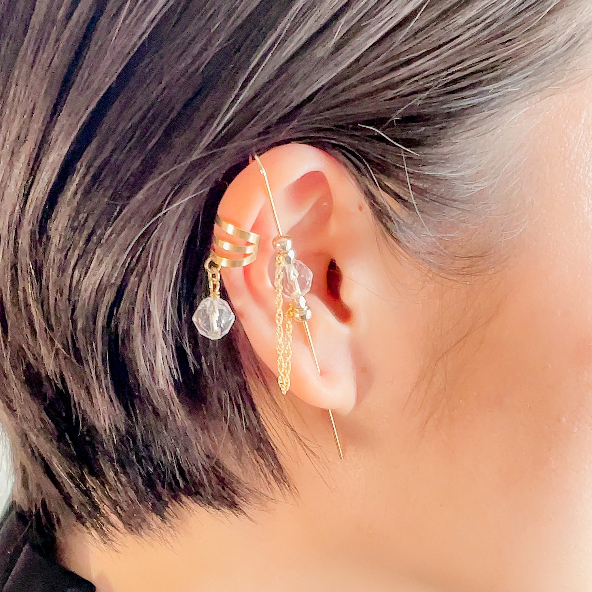 AHKAH ゴールドメッキ フックピアス MY mama 高品質 カーブ フック ピアス パーツ 18金メッキ 銀