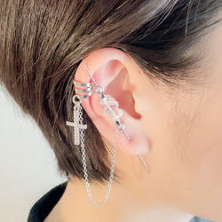 かればら♥4レア大きなNY産ハーキマーダイヤモンドピアス ラスト1】躍動 silver (ハーキマーダイヤモンド)イヤーラップ