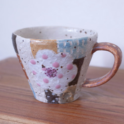パッチワーク花柄  マグカップ  【ピンク】 2枚目の画像
