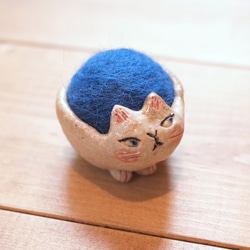 猫ちゃん 針刺し  (青) 4枚目の画像