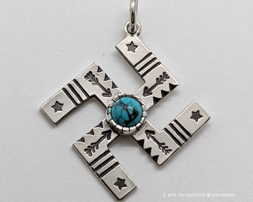 受注生産商品 ターコイズ 卍ペンダント シルバー925 IP0553