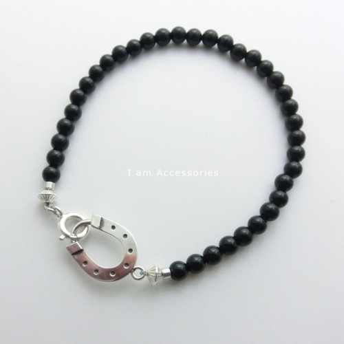 受注生産商品　馬蹄　オニキスブレスレット　シルバー925　IB0146