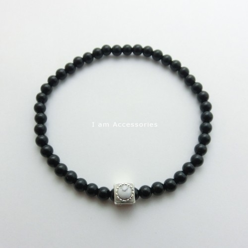 受注生産商品　マグネサイト ダイス オニキス ブレスレット　IB0150