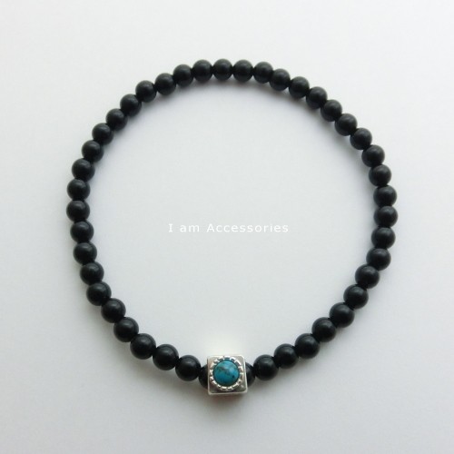 受注生産商品　 ターコイズ ダイス オニキス ブレスレット　IB0151