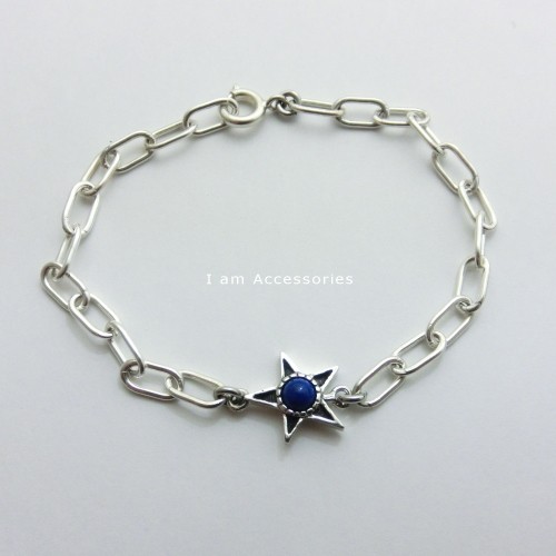 受注生産商品　 ラピスラズリ スターチェーンブレスレット シルバー925　IB0169