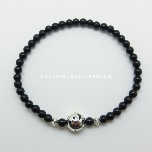 受注生産商品　オニキス　タイガーズアイ スマイルボール ストーンブレスレット シルバー925  IB0530