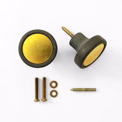 FENEN - Handcrafted black concrete knob / hook –Inlaid Brass 1枚目の画像