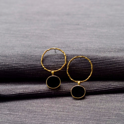 樹枝紋黃銅圓簡約耳環-手作-黃銅/Brass-Handmade-Earrings 第4張的照片
