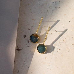 Geometric Stone Earrings/ Emerald Green - Handmade 1枚目の画像