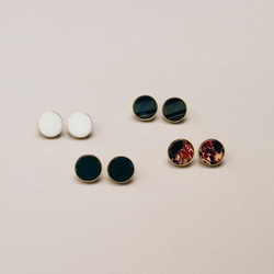 簡約天然石黃銅耳環-紅棕色-手作-純銀耳針-可改耳夾/Brass-Handmade-Earrings 第2張的照片