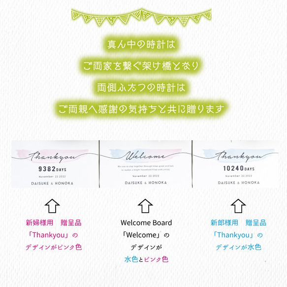 「送料無料」ウェディング 両親贈呈品　3つの時計　 結婚式 プレゼント 三連時計　３連時計 6枚目の画像