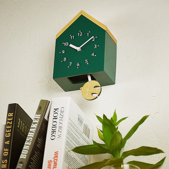 Rovine 小木屋 靜音 搖擺 時鐘 掛鐘(綠) 第1張的照片