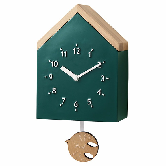 Rovine 小木屋 靜音 搖擺 時鐘 掛鐘(綠) 第3張的照片