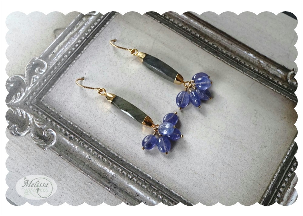 ラブラドライトとタンザナイトのピアス