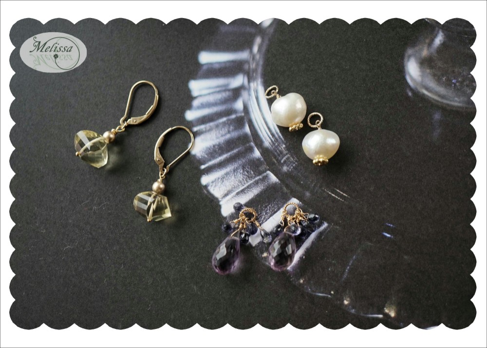 天然石チャームとピアスのセット 14