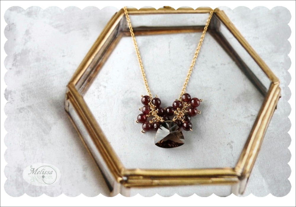 大粒スモーキークォーツとガーネットのネックレス