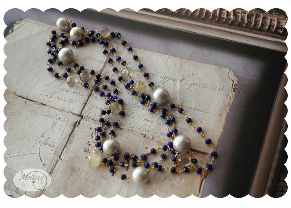 ラピスラズリのロングワイヤーネックレス