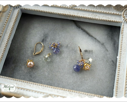天然石チャームとピアスのセット9 ピアス（その他） melissa18 通販