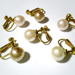 送料無料　Simple Cotton Pearls　アンティーク調一粒イヤリング 2枚目の画像