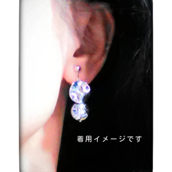 送料無料　Silver Double Round Earrings 5枚目の画像