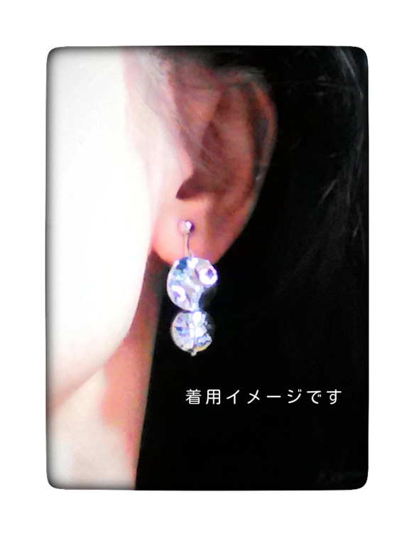 送料無料　Silver Double Round Earrings 5枚目の画像