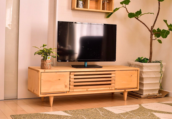 テレビボード 120㎝ ナチュラル 格子 TVボード avボード テレビ台