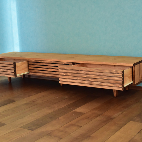 無垢】テレビボード ミディアムブラウン 180㎝ 格子 テレビ台・テレビ