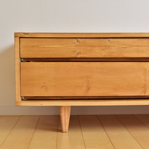 無垢】テレビボード 180㎝オーク色 TVボード 格子 テレビ台・テレビ