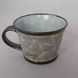 二ホンカブト＆ノコギリクワガタのマグカップ　（白地に紫・水色） 3枚目の画像