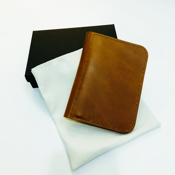 茶色の革製パスポートカバー/パスポートホルダー 4枚目の画像