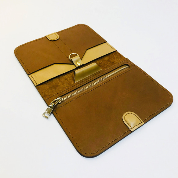 茶色の革製パスポートカバー/パスポートホルダー 9枚目の画像