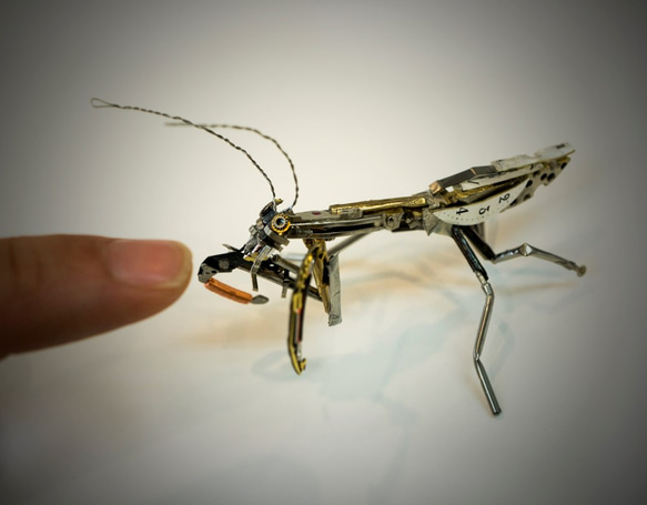 popeto カマキリ 時計廃材アート作品 立体・オブジェ popeto