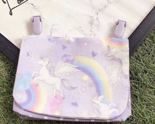 ユニコーン◆ ラミネート　移動ポケット　ハンドメイド　マチあり おしゃれなキッズの為の移動ポケット ユニコーン 虹 星 雑貨・その他