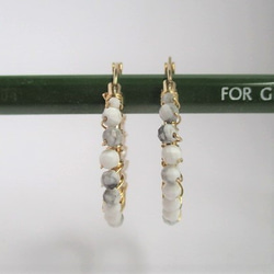 14Kgf hoop pierced earrings / white＆clear 第9張的照片