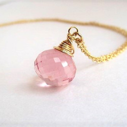 rose quartz necklace 14Kgf （top quality） 第1張的照片