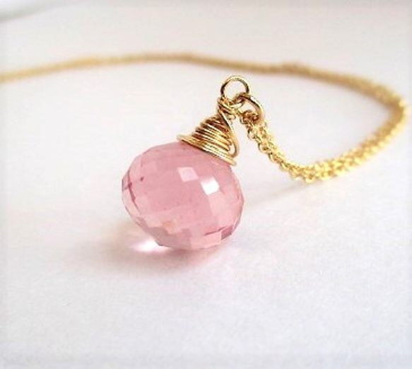 rose quartz necklace 14Kgf （top quality） 第1張的照片