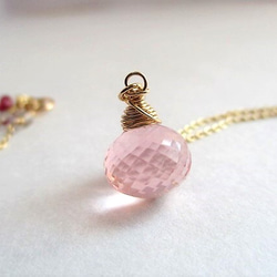 rose quartz necklace 14Kgf （top quality） 第3張的照片