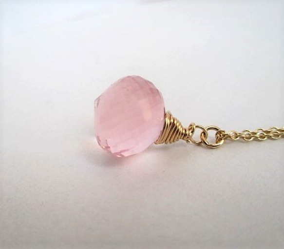 rose quartz necklace 14Kgf （top quality） 第4張的照片