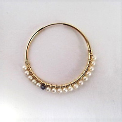 最小淡水珍珠和堇青石圈形耳環14Kgf 第2張的照片