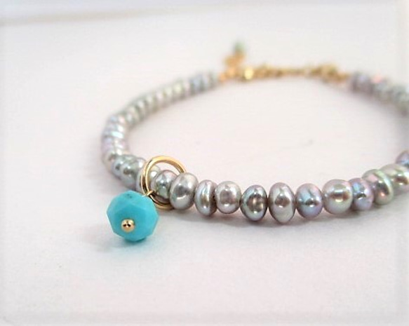 gray pearl bracelet 14Kgf 第1張的照片