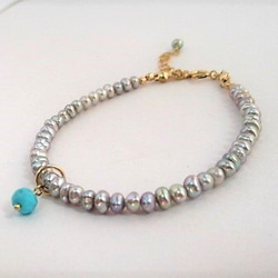 gray pearl bracelet 14Kgf 第2張的照片