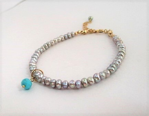 gray pearl bracelet 14Kgf 第2張的照片