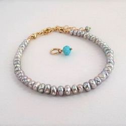 gray pearl bracelet 14Kgf 第3張的照片