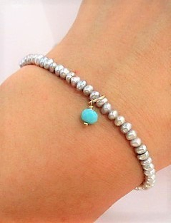 gray pearl bracelet 14Kgf 第5張的照片