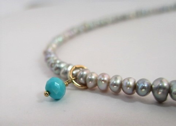 pearl＋stone longnecklace 14Kgf 第4張的照片